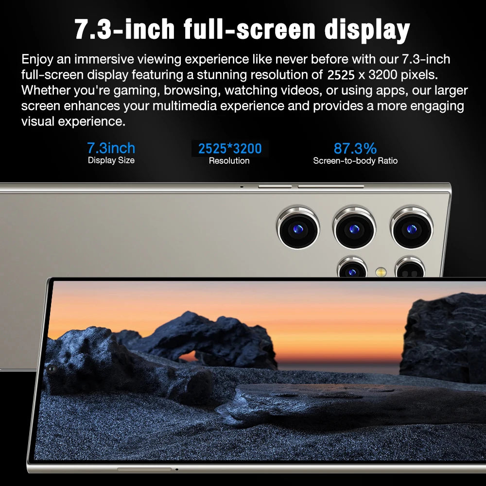 2026 HOT S26 Ultra Smartphone — 7.3" HD Global Edition, Dual SIM, 7800mAh Battery & Facial Recognition
