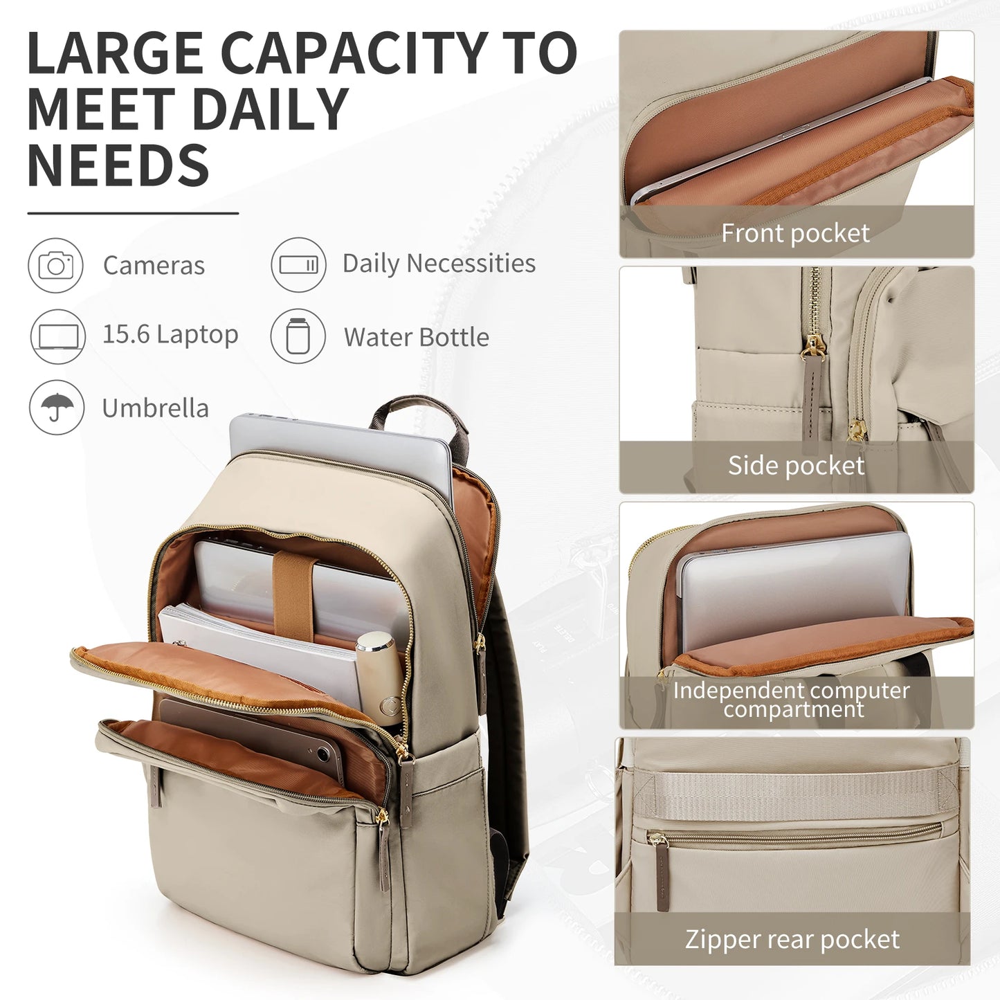 Large Capacity Women's Backpack - New Simple Travel & Business Laptop Shoulder Bag | School Student Backpack Purse