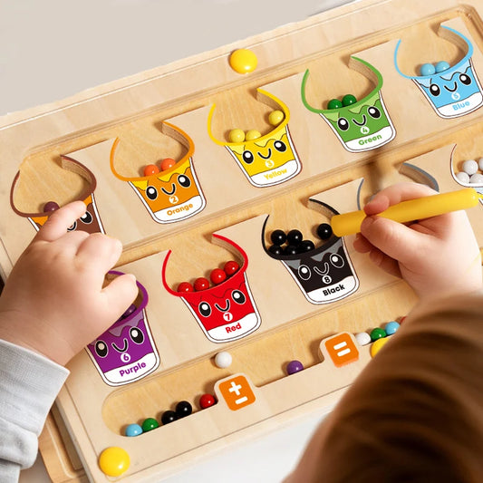 2-in-1 Magnetic Color Sorting Maze & Drawing Board – Montessori Toddler Toy for Number Matching & Counting