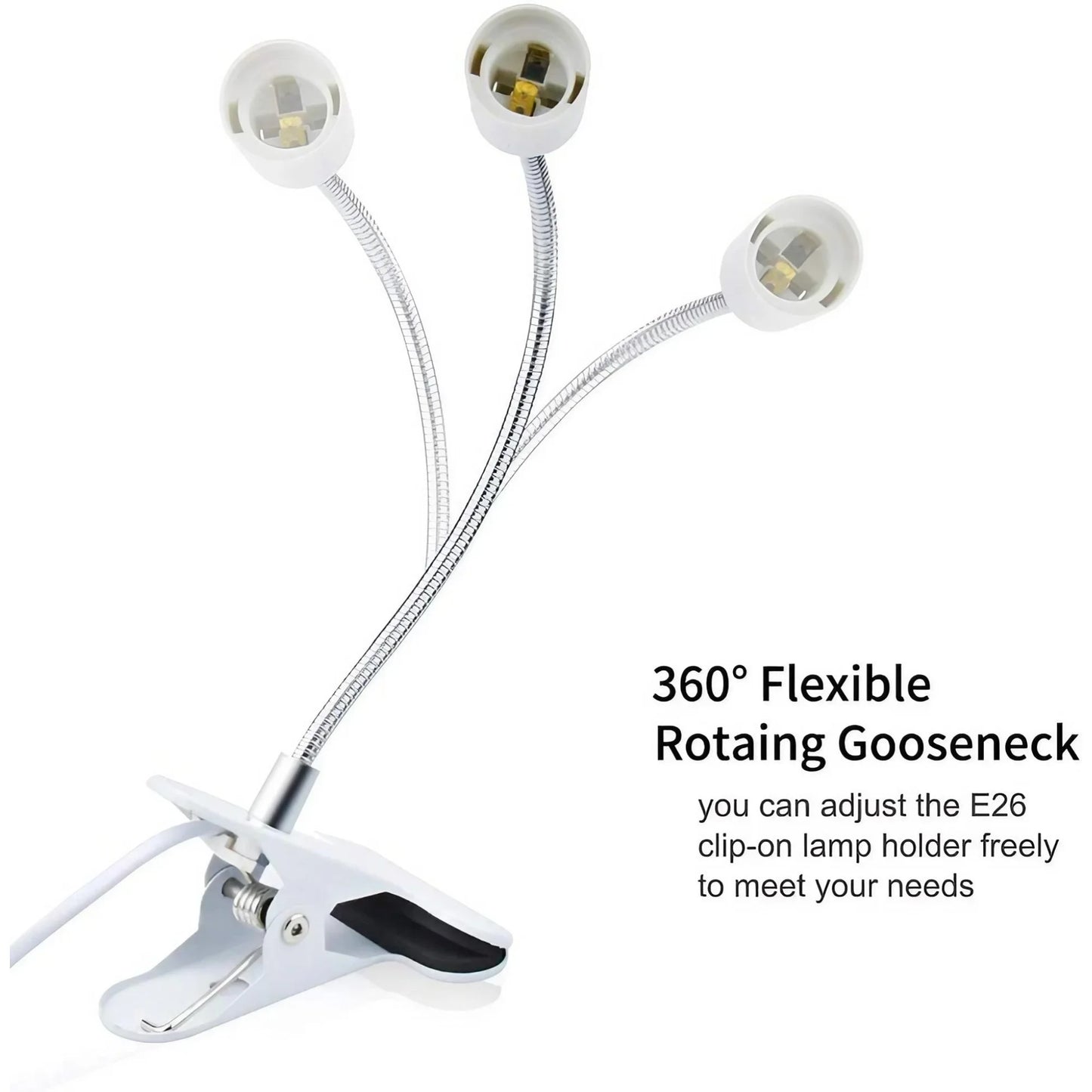 Flexible Desk Lamp Holder: EU US Plug 360 Degree E27 Light Base Socket Gooseneck Clip-on Cable with Power On Switch - Perfect for Home Use