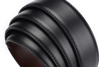 Men’s Genuine Leather Double-Sided Belt – Luxury Retro Pin Buckle with Laser Engraving (High Quality)
