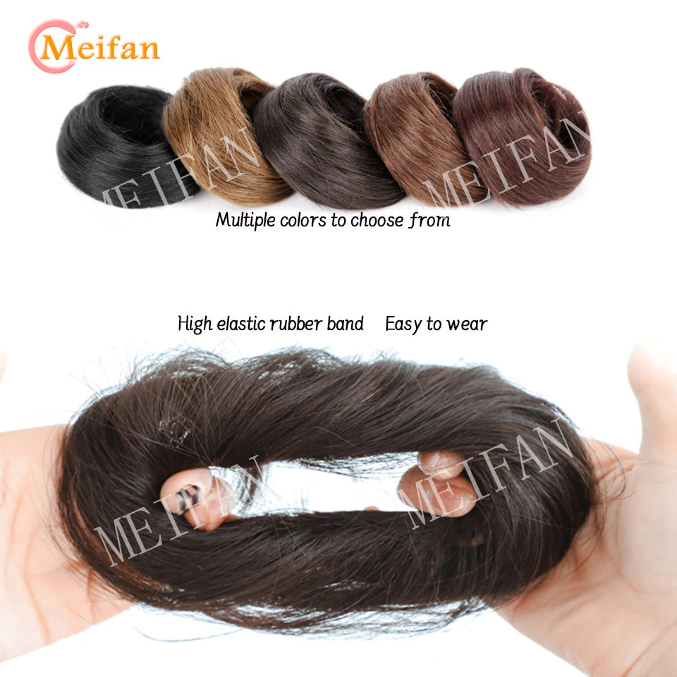 MEIFAN Synthetic Chignon Hair Bun – Elastic Rubber Band Clip-In Updo Ponytail Hair Extension for Women