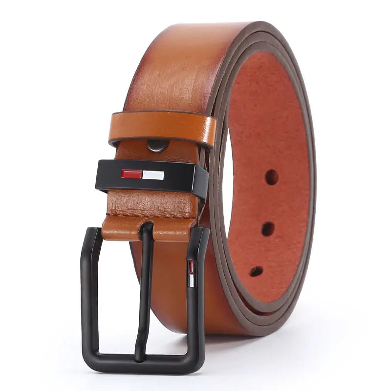 Men’s PU Leather Belt with Alloy Square Pin Buckle — Business & Casual Fashion Waistbelt, Black, Coffee, Brown, 2023 Style