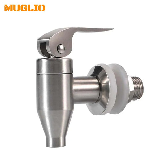 Stainless Steel Beverage Dispenser Spigot - Food Grade Replacement Push Faucet for Water & Drink Containers