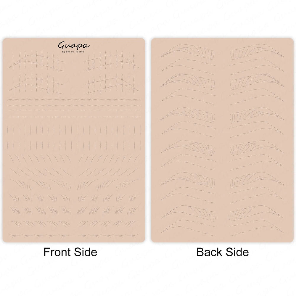Silicone Practice Skin for Permanent Makeup — Double-Sided Latex Sheet with Brows Design for Hair Stroke Training