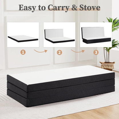Three-Fold Portable Floor Bed – CertiPUR-US Certified, Soft Touch, Flexible Zipper for Travel, Camping & Yoga