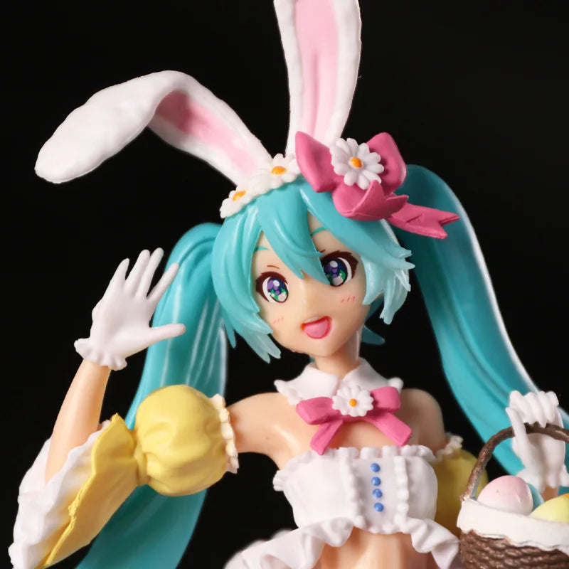 23CM Hatsune Miku Anime Figure - Kawaii PVC Model Doll with Rabbit Ears for Christmas Gifts & Ornaments