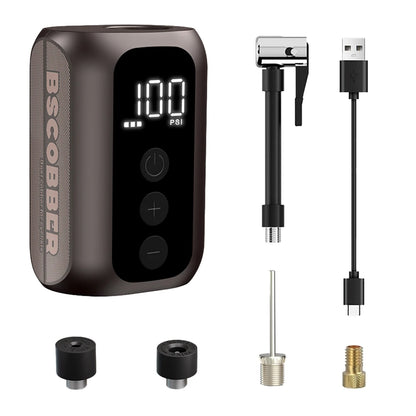 BSCOBBER A5mini Portable Air Pump - Rechargeable Wireless Bicycle Tire Inflator, 100 PSI High-Pressure