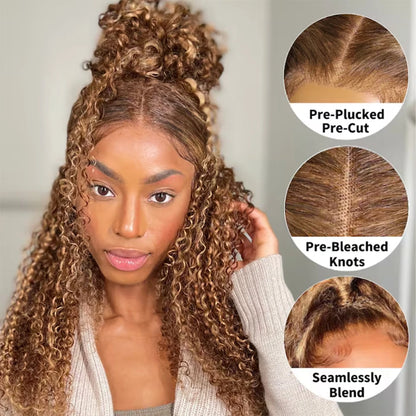Invisi-Strap 360 Full Lace Human Hair Wig – Pre-Plucked Deep Curly, 250% Density, HD Lace Frontal Colored Wig