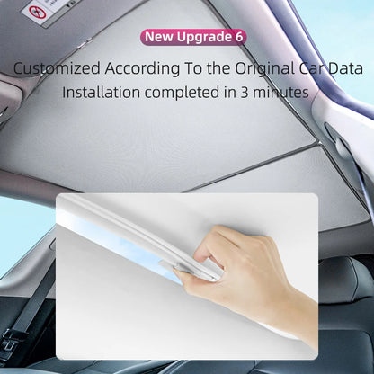 2PCS Car Roof Sunshade Set for Tesla Model 3/Y (Highland & Juniper) – Front & Rear Glass Roof Skylight Ice Cloth Buckle Sun Protection Covers