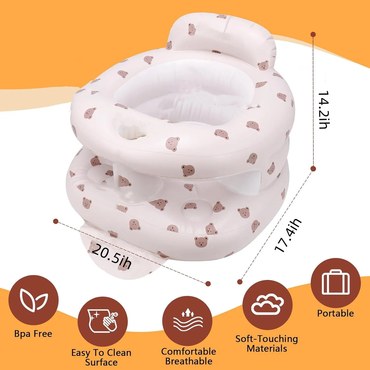 Inflatable Baby Seat with Built-In Air Pump – Portable Wraparound Infant Support Chair for Babies 6–12 Months Learning to Sit