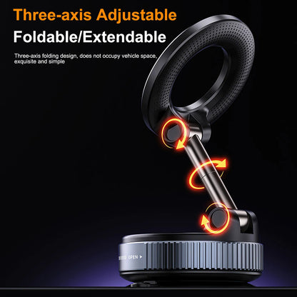 K007 Magnetic Car Phone Holder - Foldable, 360° Adjustable Vacuum Mount for Car, Desk, Bathroom, Universal Use