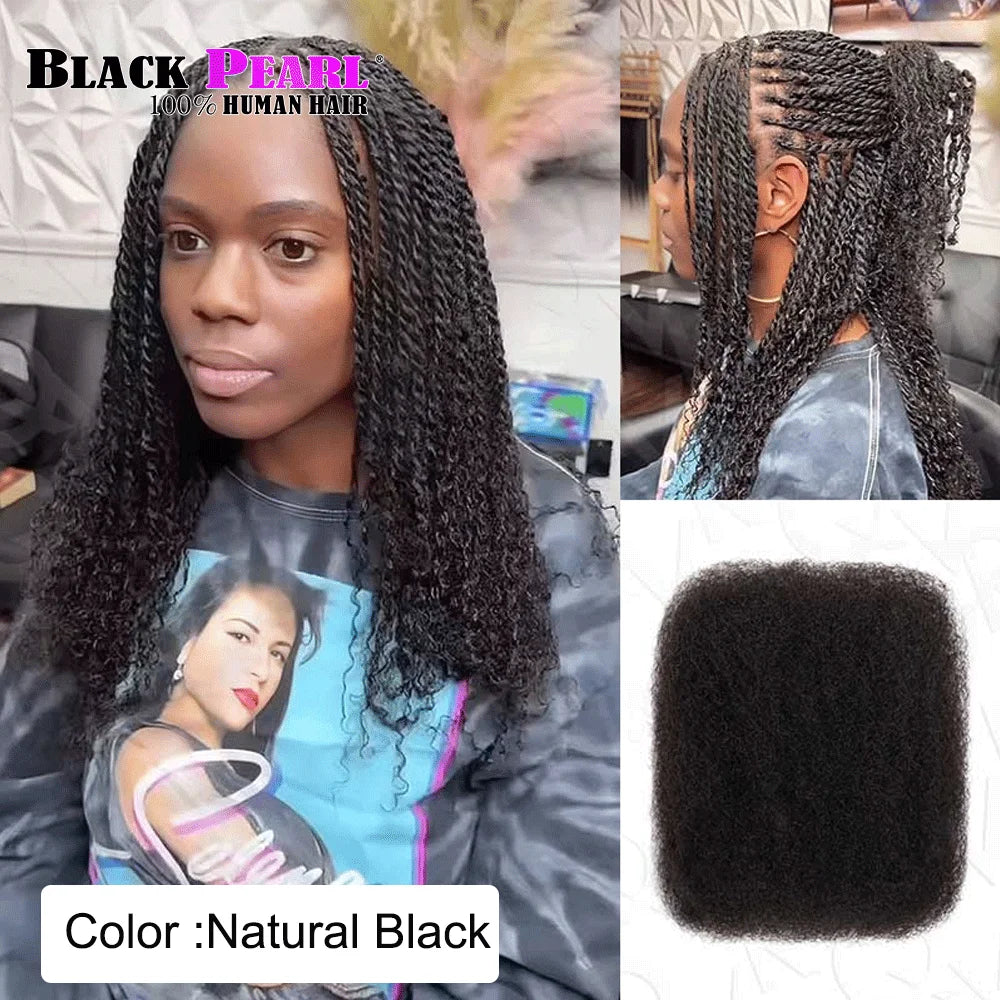 Black Pearl QVR Peruvian Kinky Curly Human Hair – 50g Afro Mini Twist Braiding Bundles 100% Remy Hair Extensions