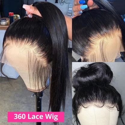 250% Density 360 Full HD Lace Front Human Hair Wig – 13x6 Straight Pre-Plucked Glueless Ready-to-Wear Wig for Women