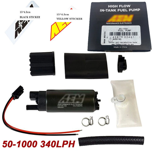 Universal AEM 50-1000 340LPH High Flow In-Tank EFI Fuel Pump – Strainer & Install Kit, Compatible with Walbro GSS342 50-1210