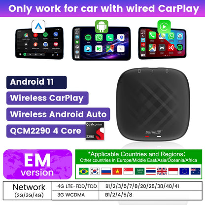 Carlinkit CarPlay AI Box — Qualcomm 6125 8-Core, Android 13, Wireless & Wired CarPlay, Android Auto for OEM Cars