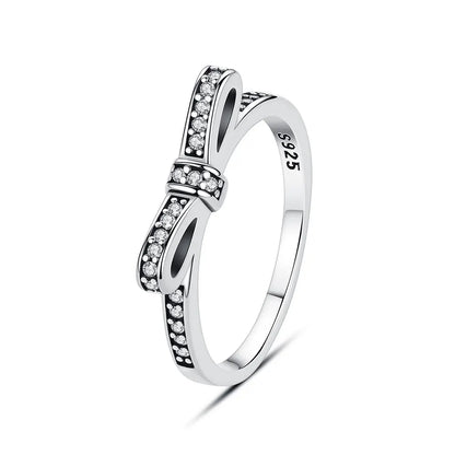 925 Sterling Silver Women’s Ring – Crown, Heart & Wishbone Design with Crystal, Rose Gold Engagement & Wedding Jewelry