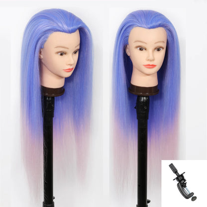 Mannequin Head with Long Synthetic Hair – Hairdresser Training Doll for Braiding & Styling Practice