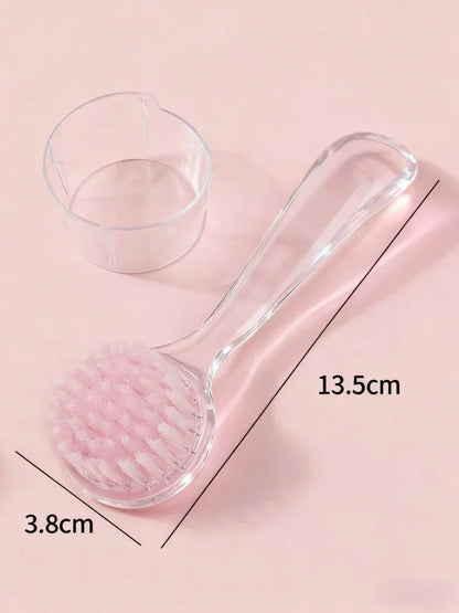 Acrylic Nail Dust Brush Set - Round Head Powder Cleaning Brush With Cap Professional Manicure Pedicure Tool Holder