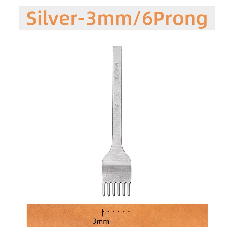 WUTA Leather Chisel Tool – Diamond Pricking Iron with 3/4/5/6mm Hole Punch for Stitching & Leathercraft