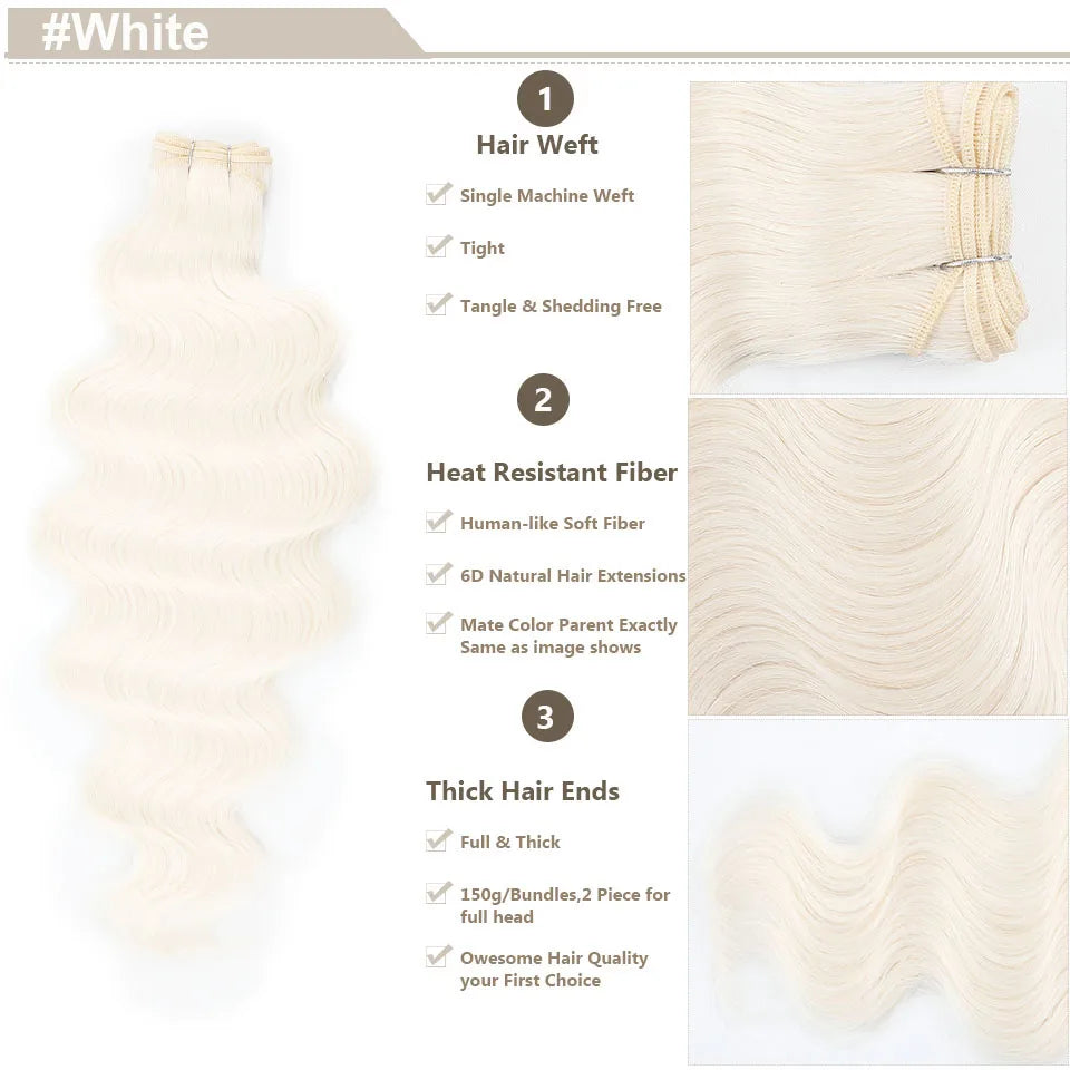 Highlight Gold Bio Body Wave Hair Weave Bundles – 26"/30" Synthetic High Temperature Soft, Natural Human-Like Fiber Hair Extensions