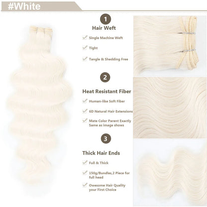 Highlight Gold Bio Body Wave Hair Weave Bundles – 26"/30" Synthetic High Temperature Soft, Natural Human-Like Fiber Hair Extensions