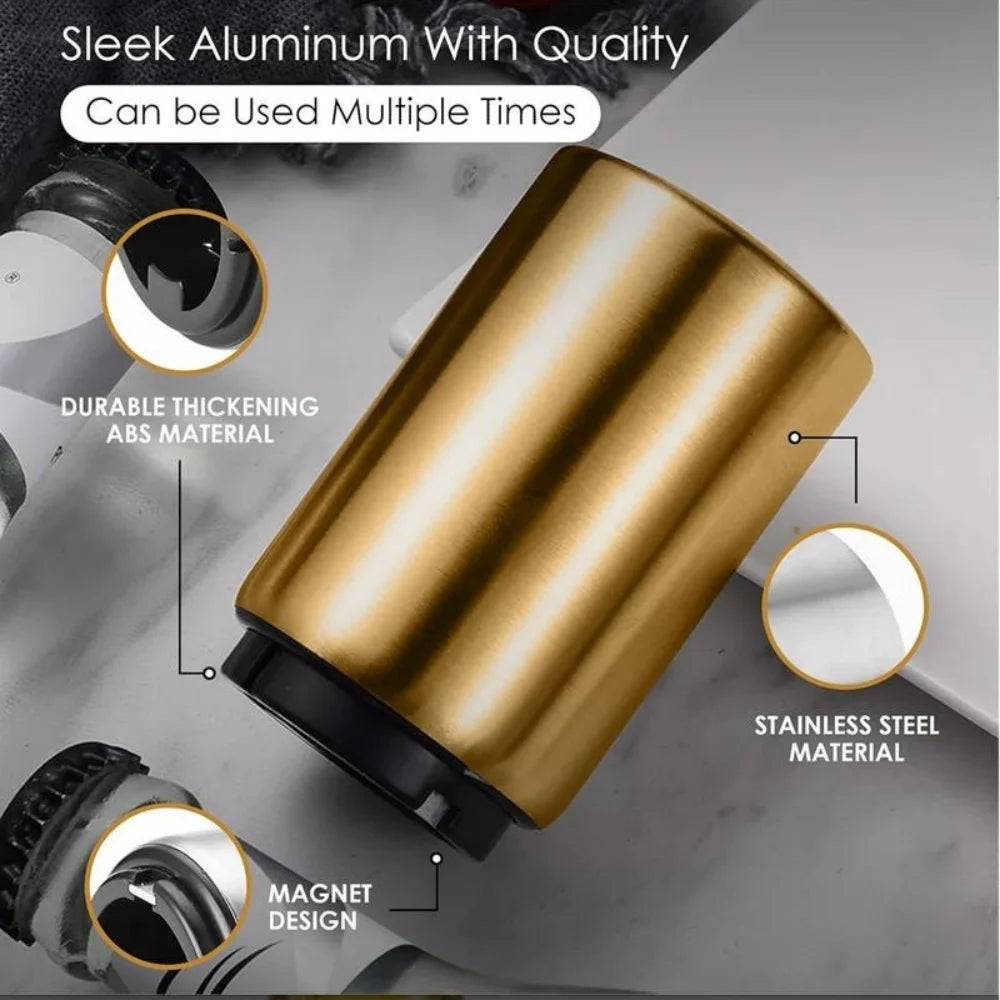 Stainless Steel Beer Bottle Opener — Multi-Color Automatic Push-Down Portable Cap Opener