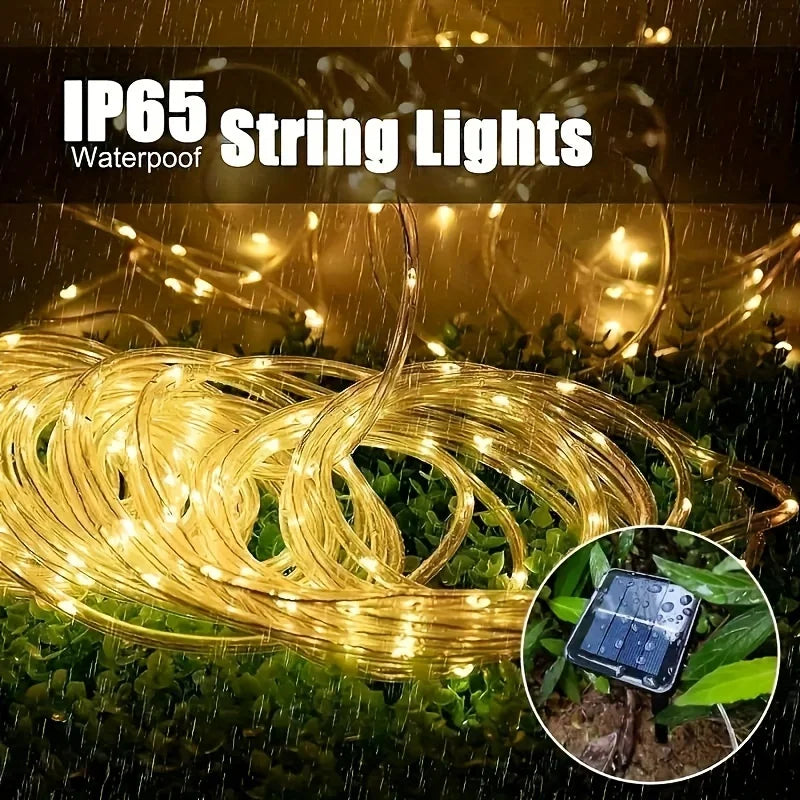 LED Solar String Lights – Waterproof Tube Rope Fairy Lights for Garden, Christmas & Outdoor Holiday Home Decoration