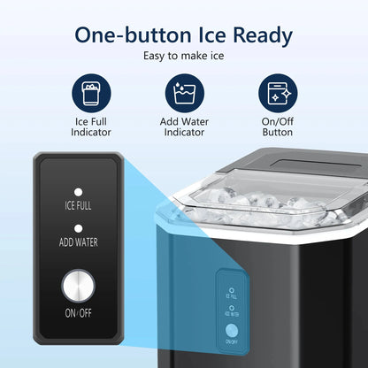 SIMZLIFE Countertop Ice Maker – 26.5 lbs/24H, 9 Cubes in 6 Mins, Self-Cleaning Portable Ice Machine with Handle, Black