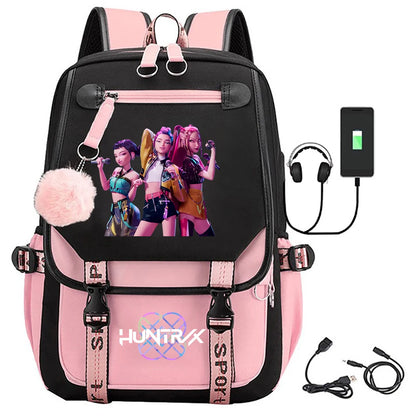 KPop Demon Hunters Saja Boys Backpack – Gothic Hip Hop School Bag for Teenagers