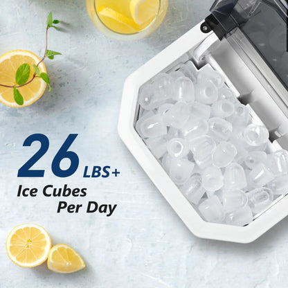 SIMZLIFE Countertop Ice Maker – 26.5 lbs/24H, 9 Cubes in 6 Mins, Self-Cleaning Portable Ice Machine with Handle, Black