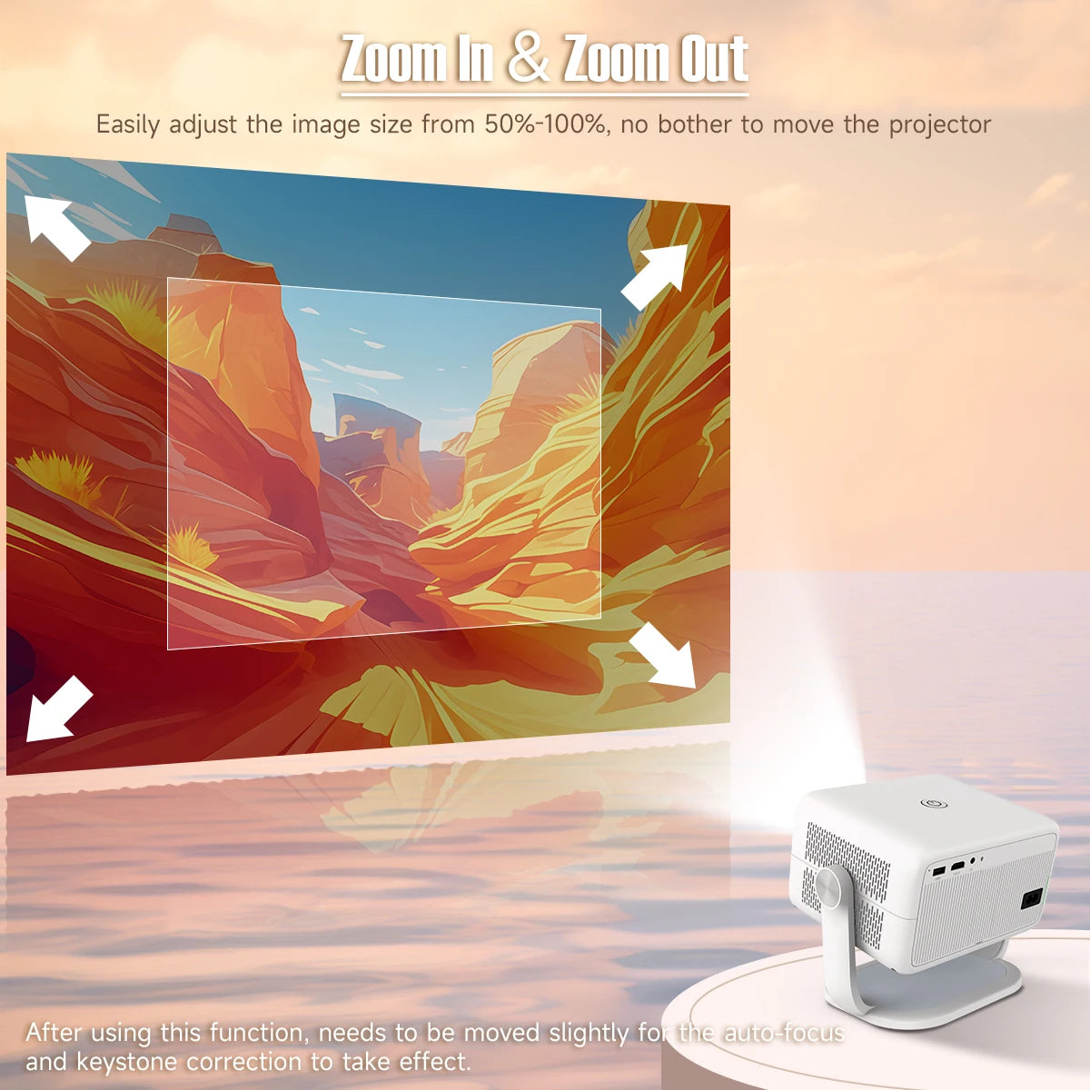 Magcubic 4K L018 Projector - 650ANSI, Native 1080P, Auto Focus & Keystone, 360° Rotate, Android 11, BT 5.2, WIFI6, Portable Home Theater