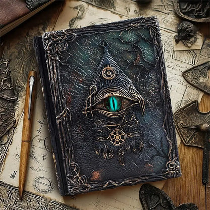 Vintage Magic Eye Journal - Embossed Leather Gothic Grimoire Notebook for Witches, Occult Lovers & Collectors