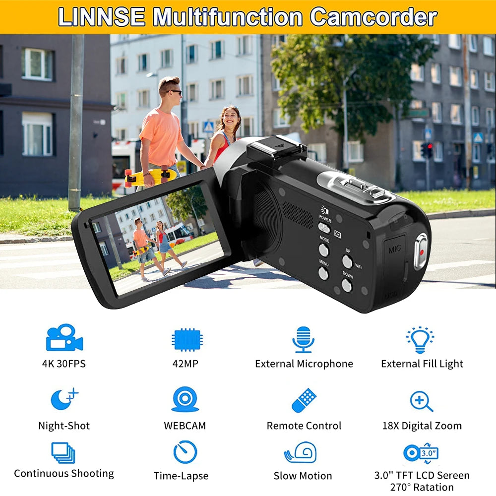 4K Digital Camera – 42MP HD with 18X Zoom & 3.0 Inch Screen | Portable Video Recorder with Flash