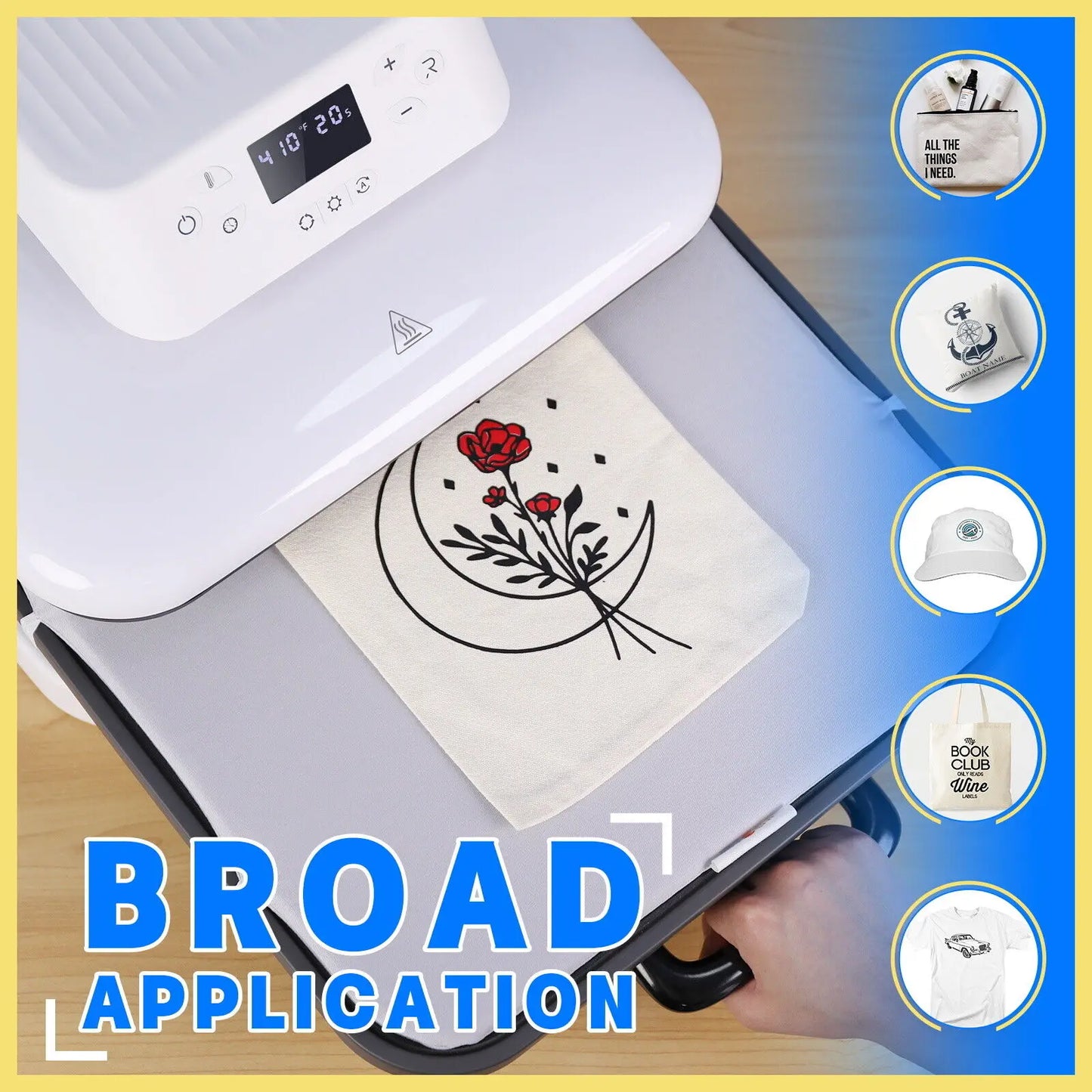 HTVRONT 15x15" Auto Heat Press Machine – 1500W for DIY Iron-On HTV Vinyl & Sublimation on T-Shirts, Bags, Hats, Fabrics