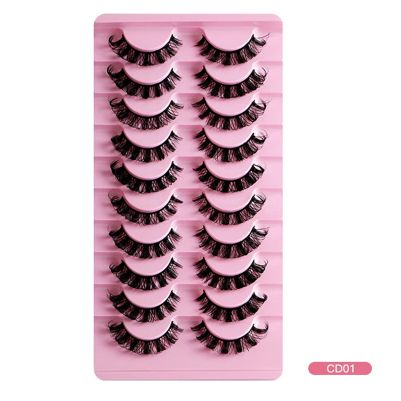 2/10 Pairs 3D Mink Russian Strip False Eyelashes – Dramatic Fake Lash Extensions for Makeup