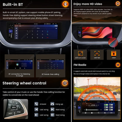 NaviFly 6.86" 1-DIN MP5 Car Stereo — Wireless CarPlay & Android Auto Multimedia Player with BT & FM