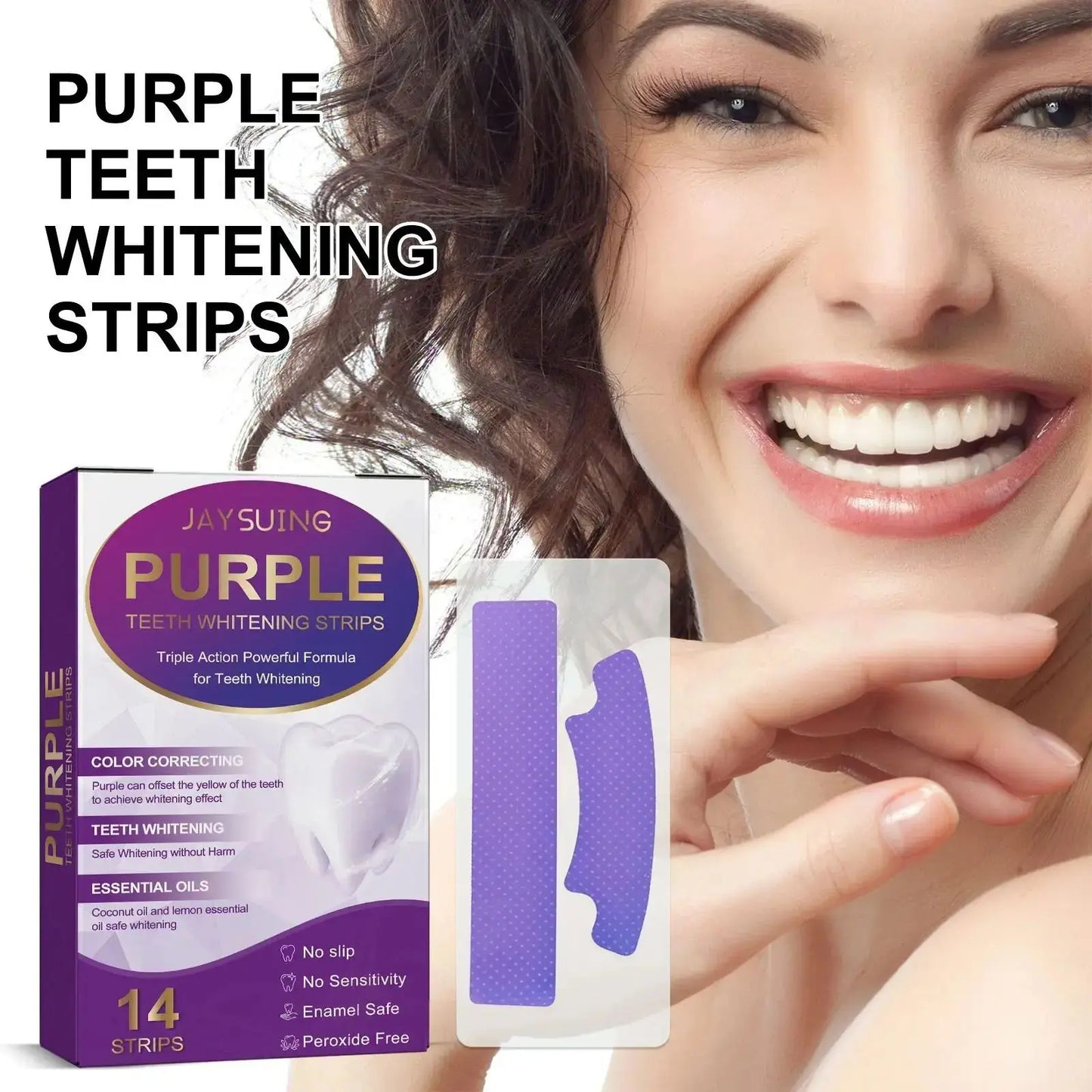 14PCS Teeth Whitening Strips – Purple Dental Bleaching Gel Strips for Oral Hygiene & Tooth Brightening