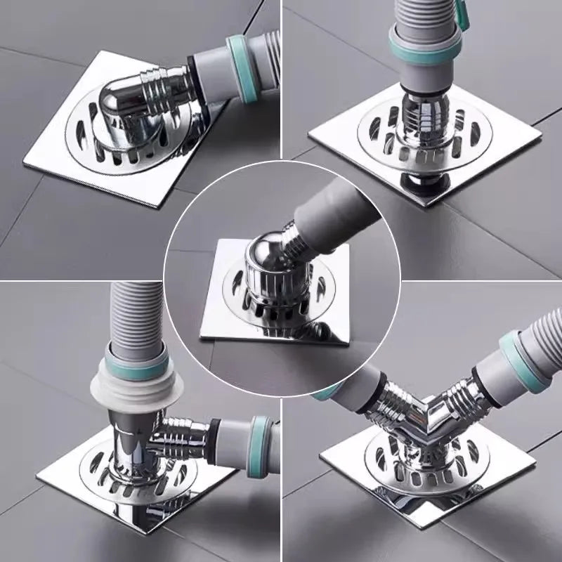 Washing Machine Floor Drain Connector - Three-Way Drain Pipe Cover with Odor & Overflow Protection