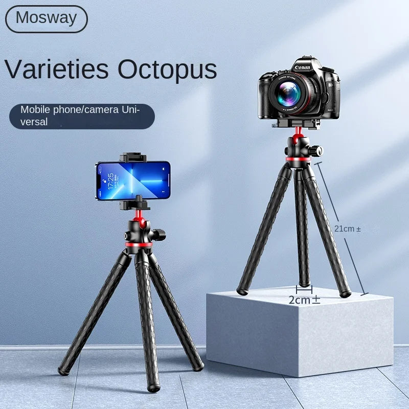 BSLIUFANG 2025 Flexible Octopus Tripod – 2-in-1 Phone & Camera Tripod with Side Cold Shoe & 1/4'' Screw for DSLR, Smartphone