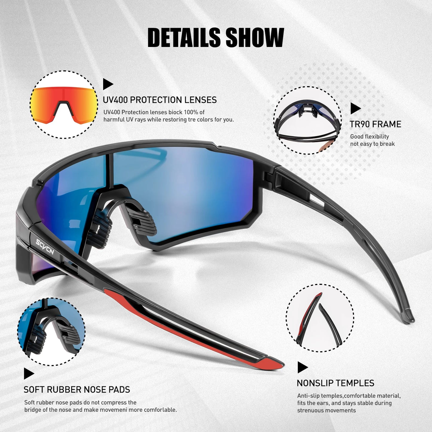 SCVCN UV400 Cycling Sunglasses for Men & Women – Outdoor MTB, Bike, Running, and Hiking Eyewear