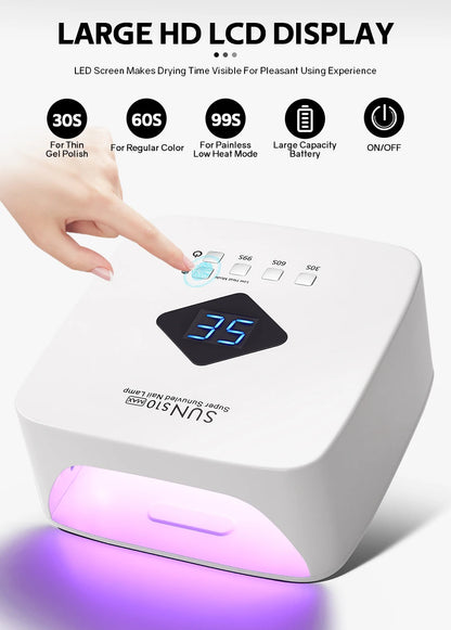 Rechargeable UV LED Nail Lamp Dryer – Smart HD Display for Fast Drying & Curing All Gel Nail Polish