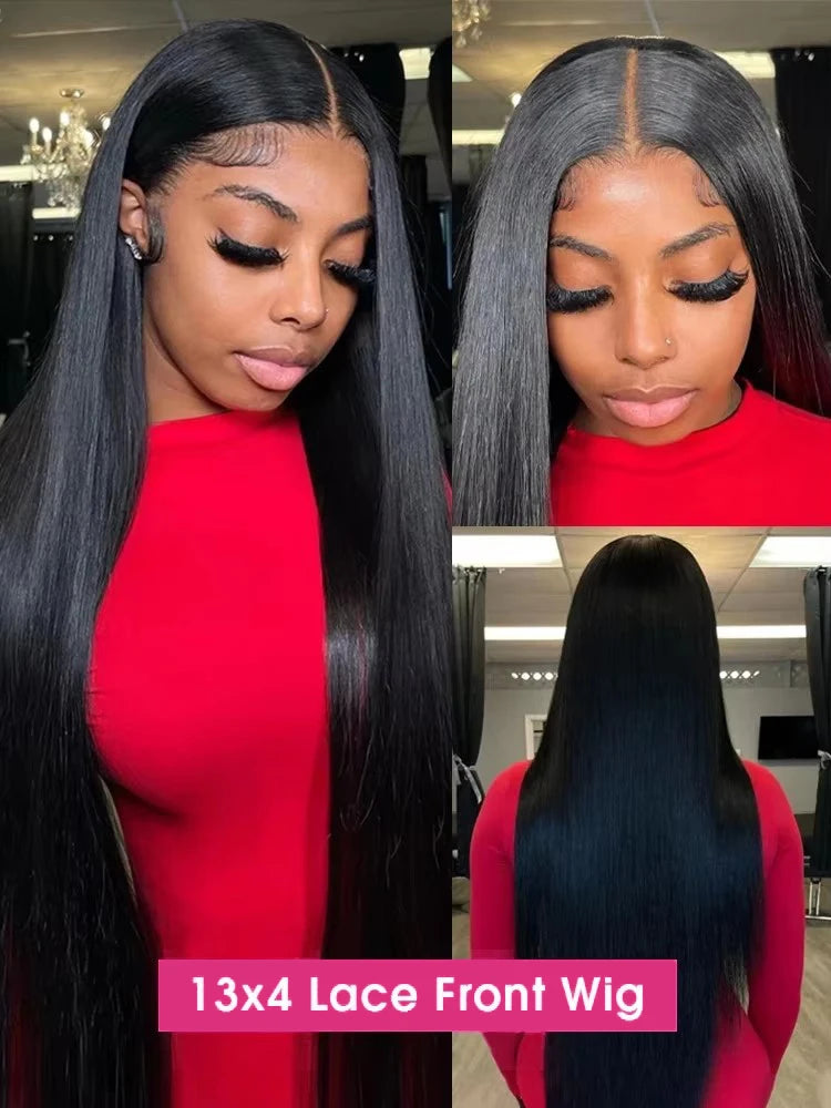250 Density HD Lace Front Human Hair Wig - 13x4 13x6 Transparent Lace Bone Straight Brazilian Frontal Wig 30 40 Inch