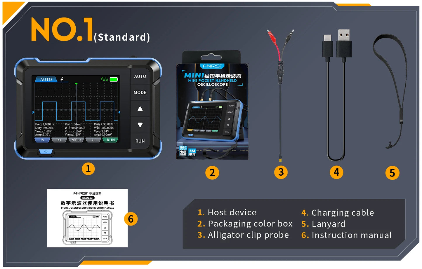 FNIRSI DSO510 DSO152 DSO153 Mini Handheld Digital Oscilloscope | 2-in-1, 48MS/s, 10MHz Bandwidth for Electronic Repair