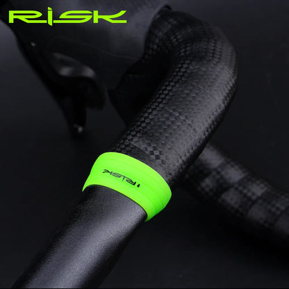 2pcs RISK Bicycle Handlebar Strap Tape – Silicone Anti-Slip Rubber Rings for Bike Grip Fixing