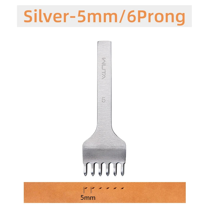 WUTA Leather Chisel Tool – Diamond Pricking Iron with 3/4/5/6mm Hole Punch for Stitching & Leathercraft