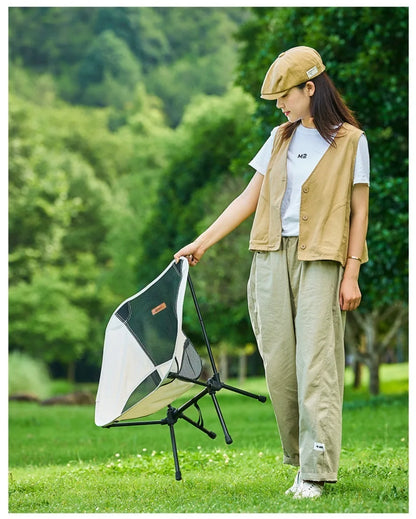 Outdoor Camping Portable Folding Moon Chair – Leisure Fishing & Beach Chair, Thick Steel Pipe, 100KG Capacity