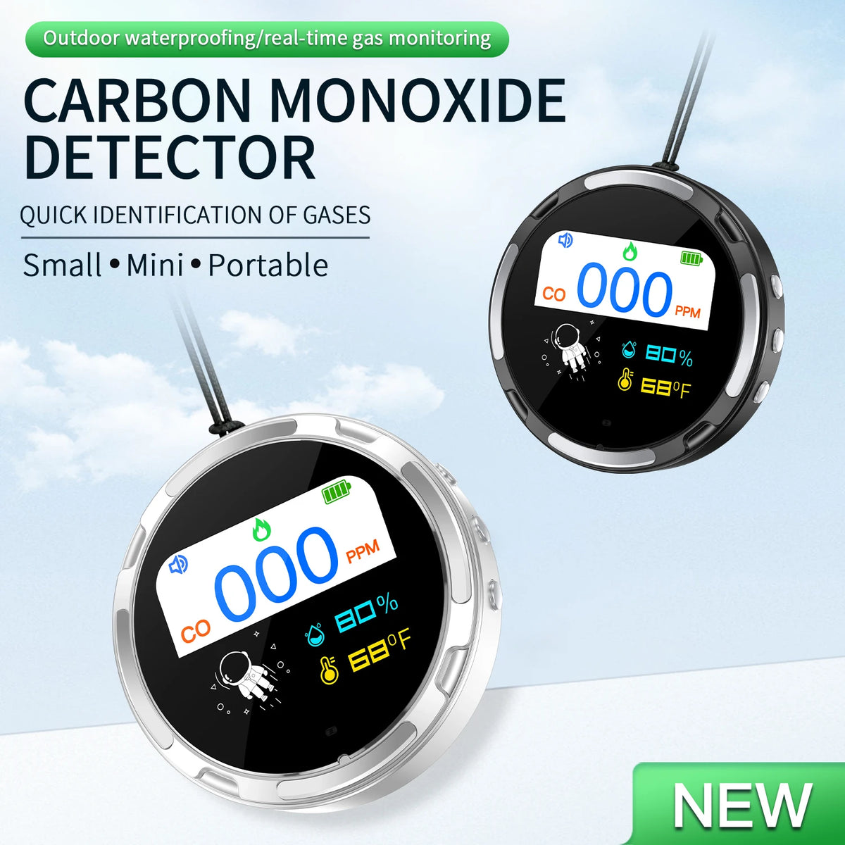 Dotwise Carbon Monoxide Alarm - Portable CO Leak Detector with LCD Display for Home & Camping