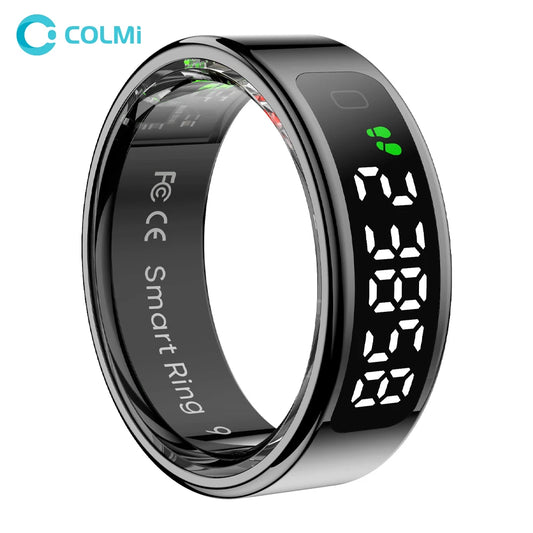 COLMI R12 Smart Ring 2025 – Display Screen Touch Control, Wireless Charging Health Tracker, 5ATM Waterproof for Men & Women