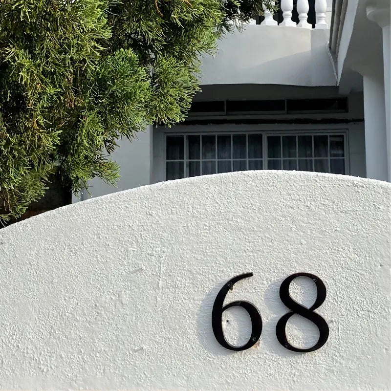 Black 101mm House Numbers - Modern Zinc Alloy Door & Mailbox Address Signs with Screws